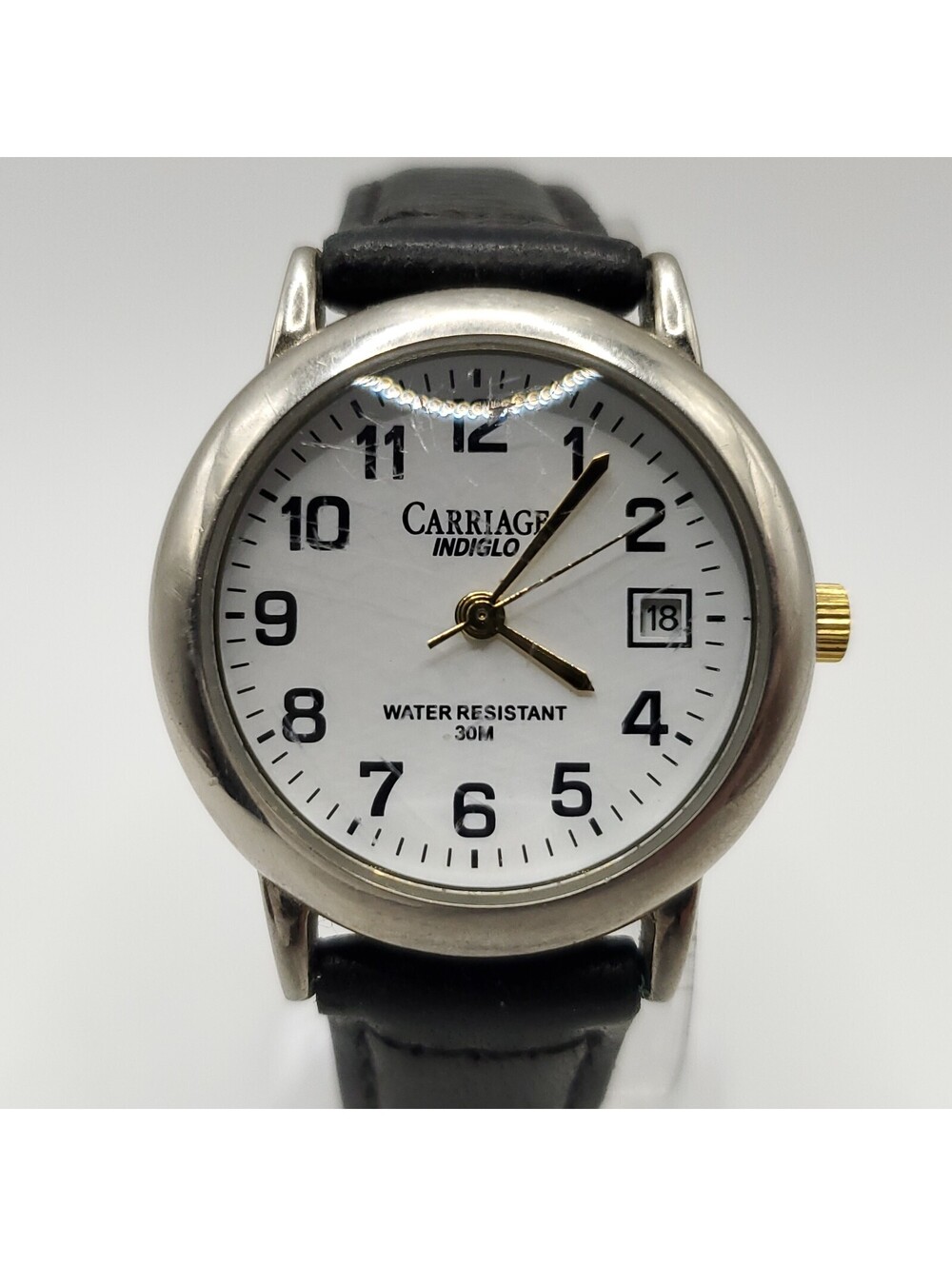 Timex Carriage Indiglo Womens Watch 28mm White Date Dial New Battery
